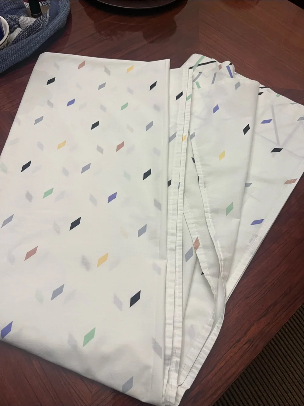Vintage Canon Percale King size Flat sheet with Pastel Geometric Accents
